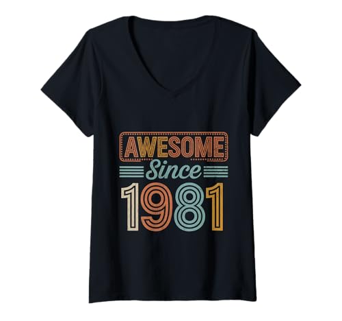 Damen Tolles Geschenk für Geburtstage von 1981 T-Shirt mit V-Ausschnitt Damen Tolles Geschenk für Geburtstage von 1981 T-Shirt mit V-Ausschnitt von Funny 1981 birthday gifts