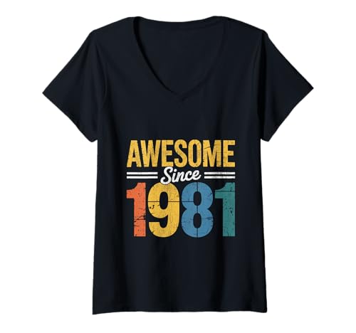 Damen Tolles Geschenk für Geburtstage von 1981 T-Shirt mit V-Ausschnitt Damen Tolles Geschenk für Geburtstage von 1981 T-Shirt mit V-Ausschnitt von Funny 1981 birthday gifts