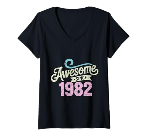 Damen Tolles Geschenk für Geburtstage von 1982 T-Shirt mit V-Ausschnitt Damen Tolles Geschenk für Geburtstage von 1982 T-Shirt mit V-Ausschnitt von Funny 1982 birthday gifts