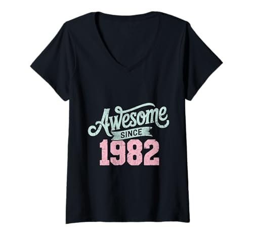 Damen Tolles Geschenk für Geburtstage von 1982 T-Shirt mit V-Ausschnitt Damen Tolles Geschenk für Geburtstage von 1982 T-Shirt mit V-Ausschnitt von Funny 1982 birthday gifts