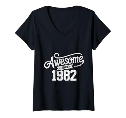 Damen Tolles Geschenk für Geburtstage von 1982 T-Shirt mit V-Ausschnitt Damen Tolles Geschenk für Geburtstage von 1982 T-Shirt mit V-Ausschnitt von Funny 1982 birthday gifts