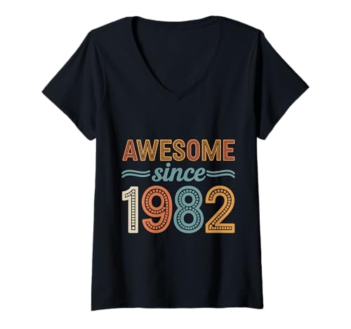 Damen Tolles Geschenk für Geburtstage von 1982 T-Shirt mit V-Ausschnitt Damen Tolles Geschenk für Geburtstage von 1982 T-Shirt mit V-Ausschnitt von Funny 1982 birthday gifts