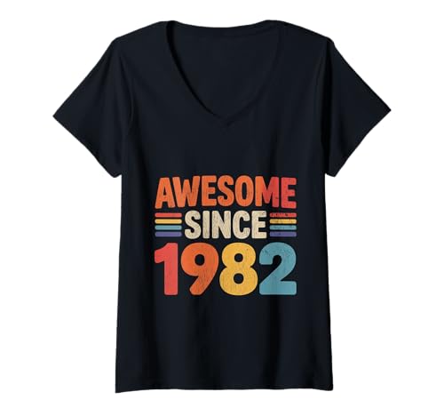 Damen Tolles Geschenk für Geburtstage von 1982 T-Shirt mit V-Ausschnitt Damen Tolles Geschenk für Geburtstage von 1982 T-Shirt mit V-Ausschnitt von Funny 1982 birthday gifts