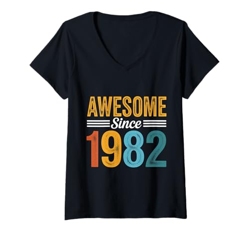 Damen Tolles Geschenk für Geburtstage von 1982 T-Shirt mit V-Ausschnitt Damen Tolles Geschenk für Geburtstage von 1982 T-Shirt mit V-Ausschnitt von Funny 1982 birthday gifts