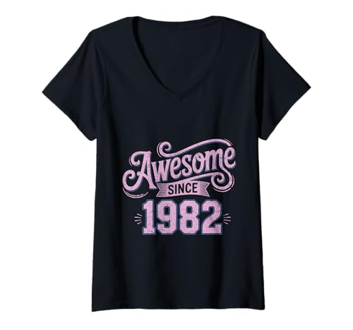 Damen Tolles Geschenk für Geburtstage von 1982 T-Shirt mit V-Ausschnitt Damen Tolles Geschenk für Geburtstage von 1982 T-Shirt mit V-Ausschnitt von Funny 1982 birthday gifts