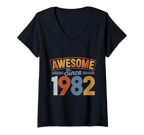 Damen Tolles Geschenk für Geburtstage von 1982 T-Shirt mit V-Ausschnitt Damen Tolles Geschenk für Geburtstage von 1982 T-Shirt mit V-Ausschnitt von Funny 1982 birthday gifts