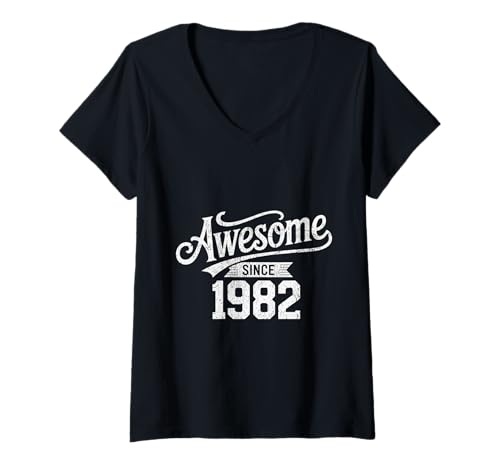 Damen Tolles Geschenk für Geburtstage von 1982 T-Shirt mit V-Ausschnitt Damen Tolles Geschenk für Geburtstage von 1982 T-Shirt mit V-Ausschnitt von Funny 1982 birthday gifts
