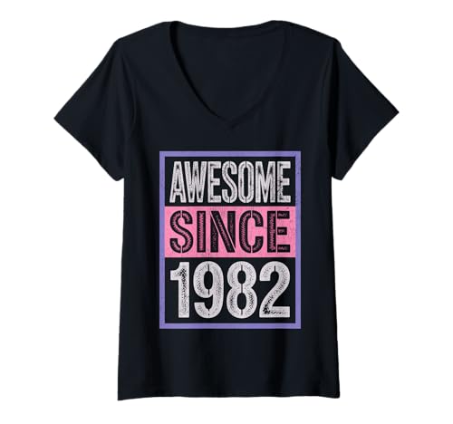 Damen Tolles Geschenk für Geburtstage von 1982 T-Shirt mit V-Ausschnitt Damen Tolles Geschenk für Geburtstage von 1982 T-Shirt mit V-Ausschnitt von Funny 1982 birthday gifts