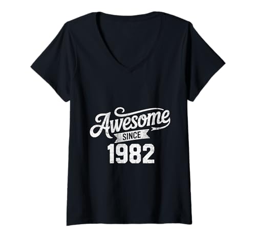 Damen Tolles Geschenk für Geburtstage von 1982 T-Shirt mit V-Ausschnitt Damen Tolles Geschenk für Geburtstage von 1982 T-Shirt mit V-Ausschnitt von Funny 1982 birthday gifts