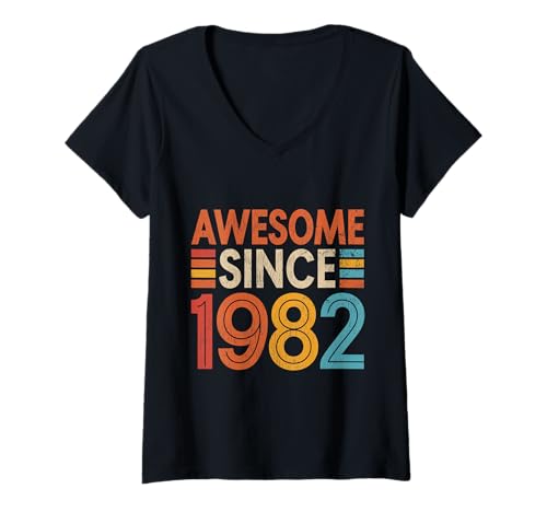 Damen Tolles Geschenk für Geburtstage von 1982 T-Shirt mit V-Ausschnitt Damen Tolles Geschenk für Geburtstage von 1982 T-Shirt mit V-Ausschnitt von Funny 1982 birthday gifts