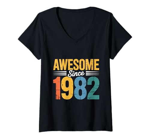 Damen Tolles Geschenk für Geburtstage von 1982 T-Shirt mit V-Ausschnitt Damen Tolles Geschenk für Geburtstage von 1982 T-Shirt mit V-Ausschnitt von Funny 1982 birthday gifts