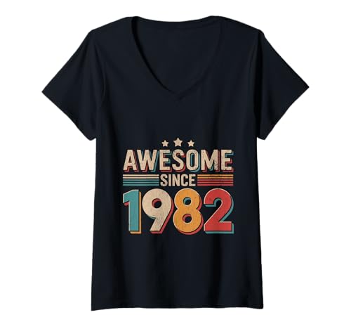 Damen Tolles Geschenk für Geburtstage von 1982 T-Shirt mit V-Ausschnitt Damen Tolles Geschenk für Geburtstage von 1982 T-Shirt mit V-Ausschnitt von Funny 1982 birthday gifts