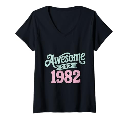 Damen Tolles Geschenk für Geburtstage von 1982 T-Shirt mit V-Ausschnitt Damen Tolles Geschenk für Geburtstage von 1982 T-Shirt mit V-Ausschnitt von Funny 1982 birthday gifts