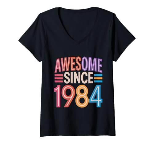 Damen Tolles Geschenk für Geburtstage von 1984 T-Shirt mit V-Ausschnitt Damen Tolles Geschenk für Geburtstage von 1984 T-Shirt mit V-Ausschnitt von Funny 1984 birthday gifts