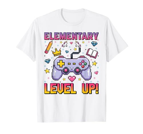 Lustiger Elementary Level Up Gamer Back to School Kids T-Shirt von Funny 1st Day Of School Teacher Kids Boys Tees
