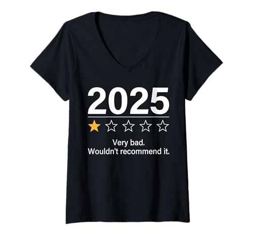 Damen Lustiger 2025 One-Star Rating Meme Witz sarkastischer Humor T-Shirt mit V-Ausschnitt Damen Lustiger 2025 One-Star Rating Meme Witz sarkastischer Humor T-Shirt mit V-Ausschnitt von Funny 2025 Sarcastic Meme Humor Designs