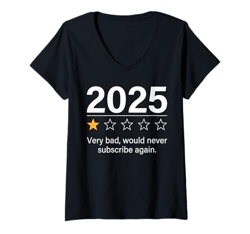 Damen Lustiger 2025 One-Star Rating Meme Witz sarkastischer Humor T-Shirt mit V-Ausschnitt Damen Lustiger 2025 One-Star Rating Meme Witz sarkastischer Humor T-Shirt mit V-Ausschnitt von Funny 2025 Sarcastic Meme Humor Designs