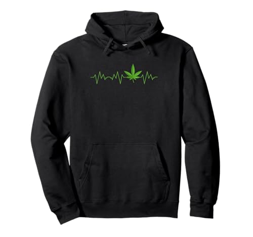 Weed Men Women Marihuana Leaf Heartbeat Weed Cannabis Lover Pullover Hoodie von Funny 420 Cannabis Stoner Marijuana Leaf Graphic
