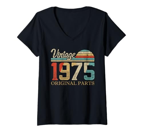 Damen Vintage Geburtstag Kostüme 1975 Originalteile T-Shirt mit V-Ausschnitt Damen Vintage Geburtstag Kostüme 1975 Originalteile T-Shirt mit V-Ausschnitt von Funny 45th Vintage Birthday Outfits