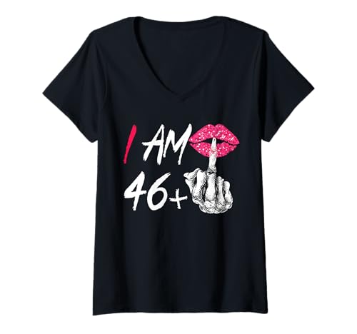 Damen I Am 46 Plus 1 Mittelfinger Lustig 47 Frauen Geburtstag T-Shirt mit V-Ausschnitt Damen I Am 46 Plus 1 Mittelfinger Lustig 47 Frauen Geburtstag T-Shirt mit V-Ausschnitt von Funny 47 Birthday Design For Women