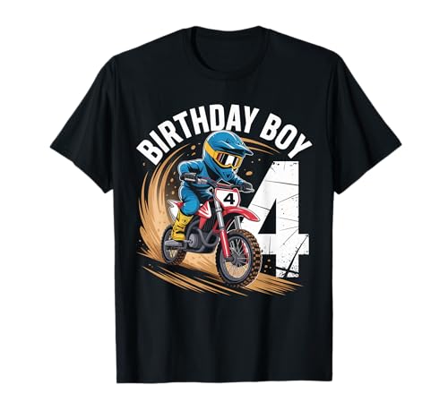 Kinder 4 Jahre alt Junge Fahrrad Reiten Motocross 4. Geburtstag T-Shirt Kinder 4 Jahre alt Junge Fahrrad Reiten Motocross 4. Geburtstag T-Shirt von Funny 4th Birthday Gifts Idea For Motocross Lover
