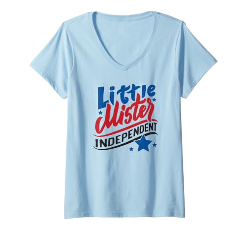 Damen Little Mister Independent – 4. Juli Unabhängigkeitstag T-Shirt mit V-Ausschnitt Damen Little Mister Independent – 4. Juli Unabhängigkeitstag T-Shirt mit V-Ausschnitt von Funny 4th Of July Apparel For Party