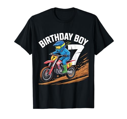 Kinder 7 Jahre alt Junge Fahrrad Reiten Motocross 7. Geburtstag T-Shirt von Funny 5th Birthday Gifts Idea For Motocross Lover
