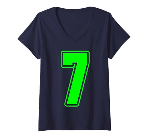 Damen Number 7 Seven Meme Varsity Sports Team, Limettengrün, lustig T-Shirt mit V-Ausschnitt Damen Number 7 Seven Meme Varsity Sports Team, Limettengrün, lustig T-Shirt mit V-Ausschnitt von Funny 6 7 Six Seven Matching Designs