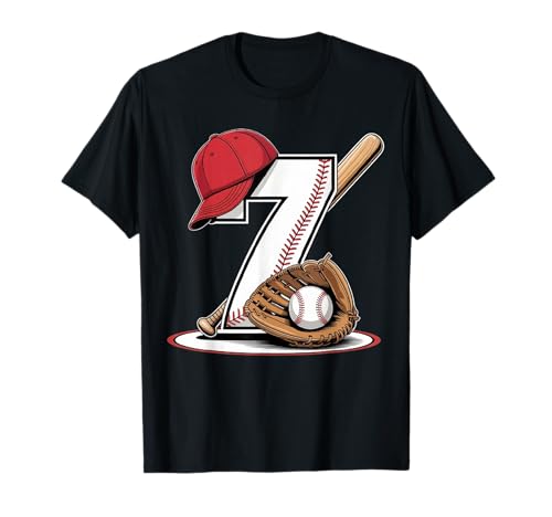 Kinder Baseball 7. Geburtstag Party, lustiger Baseball Sport Bday T-Shirt Kinder Baseball 7. Geburtstag Party, lustiger Baseball Sport Bday T-Shirt von Funny 7th Birthday Baseball Lover Costume Gifts