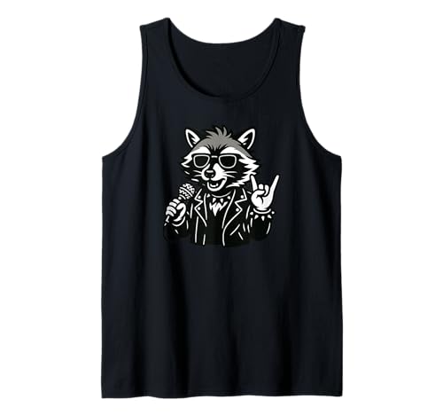 Waschbär Tier Rockstar Rock Sänger Geschenk für Männer Frauen Kinder Tank Top Waschbär Tier Rockstar Rock Sänger Geschenk für Männer Frauen Kinder Tank Top von Funny 80s Vintage Punk Rock Music Concert Lover