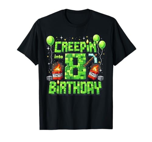 It's My 8th Birthday Boy Gamer Creepin' Into 8 Gamer Pixel T-Shirt It's My 8th Birthday Boy Gamer Creepin' Into 8 Gamer Pixel T-Shirt von Funny 8th Birthday Boy 8 Years Old Gifts