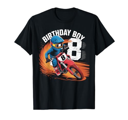 Kinder 8 Jahre alt Junge Fahrrad Reiten Motocross 8. Geburtstag T-Shirt von Funny 8th Birthday Gifts Idea For Motocross Lover