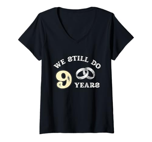 Damen 9 Jahre Ehe für Männer, Geschenke zum 9. Hochzeitstag T-Shirt mit V-Ausschnitt Damen 9 Jahre Ehe für Männer, Geschenke zum 9. Hochzeitstag T-Shirt mit V-Ausschnitt von Funny 9 Years Marriage Together