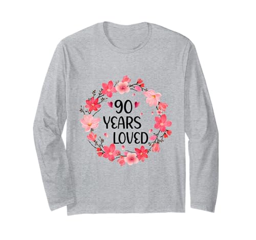 Floral 90 Years Loved Women 90 Years Old cool 90th Birthday Langarmshirt Floral 90 Years Loved Women 90 Years Old cool 90th Birthday Langarmshirt von Funny 90 Years Old Gifts for Mom Grandma