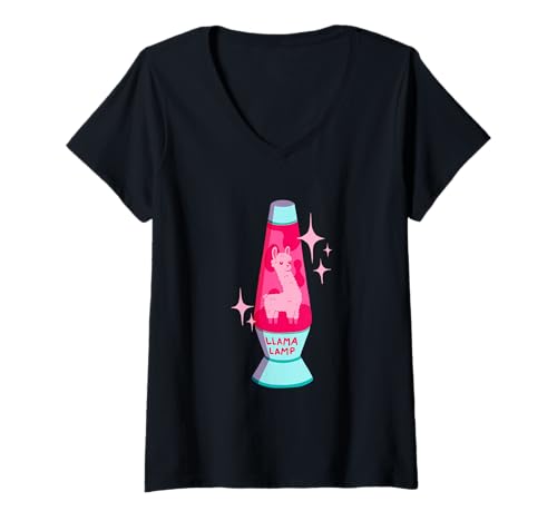 Damen Lama-Lampe T-Shirt mit V-Ausschnitt Damen Lama-Lampe T-Shirt mit V-Ausschnitt von Funny 90s Puns