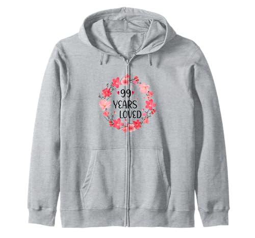 Floral 99 Years Loved Women 99 Years Old cool 99th Birthday Kapuzenjacke Floral 99 Years Loved Women 99 Years Old cool 99th Birthday Kapuzenjacke von Funny 99 Years Old Gifts for Mom Grandma