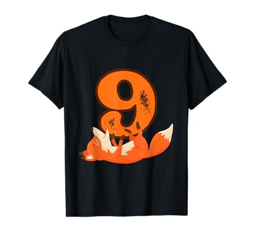 Geschenk zum 9. Geburtstag für Mädchen, lustiger Fuchs T-Shirt von Funny 9th Birthday Original Anniversary Fox