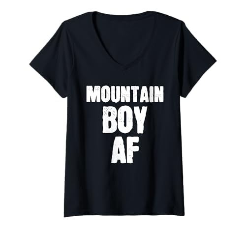 Damen Mountain Boy AF Sarkastischer Naturabenteuerwanderer T-Shirt mit V-Ausschnitt Damen Mountain Boy AF Sarkastischer Naturabenteuerwanderer T-Shirt mit V-Ausschnitt von Funny AF Humor Hiking Camping Lover Design