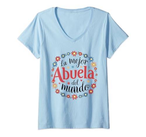 Damen La Mejor Abuela del Mundo für Damen Grandma Floral T-Shirt mit V-Ausschnitt Damen La Mejor Abuela del Mundo für Damen Grandma Floral T-Shirt mit V-Ausschnitt von Funny Abuela Shirt