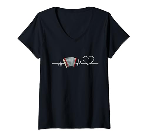 Damen Love Accordion Damen Shirt Akkordeon Liebhaber Kinder und Mädchen T-Shirt mit V-Ausschnitt Damen Love Accordion Damen Shirt Akkordeon Liebhaber Kinder und Mädchen T-Shirt mit V-Ausschnitt von Funny Accordion tshirt costume men, kids and women