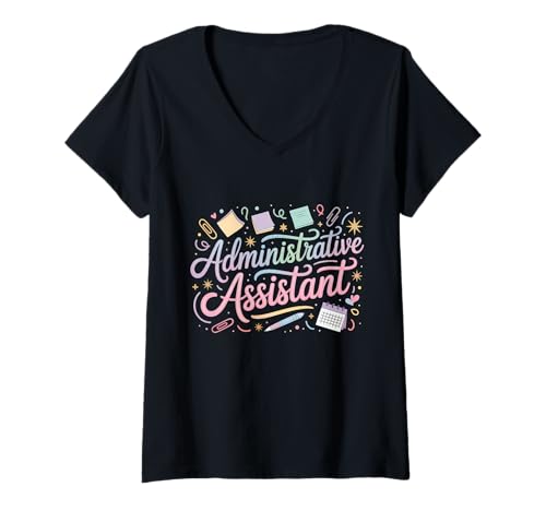 Damen Admin-Assistent Wertschätzung Administrative Assistentin T-Shirt mit V-Ausschnitt Damen Admin-Assistent Wertschätzung Administrative Assistentin T-Shirt mit V-Ausschnitt von Funny Admin Assistant Designs