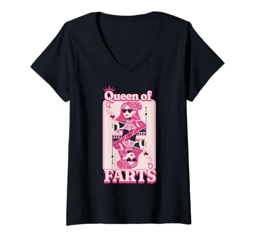 Damen Queen of Farts Lustiger Tausch Peinlich Unangemessen T-Shirt mit V-Ausschnitt Damen Queen of Farts Lustiger Tausch Peinlich Unangemessen T-Shirt mit V-Ausschnitt von Funny Adult Gag Designs