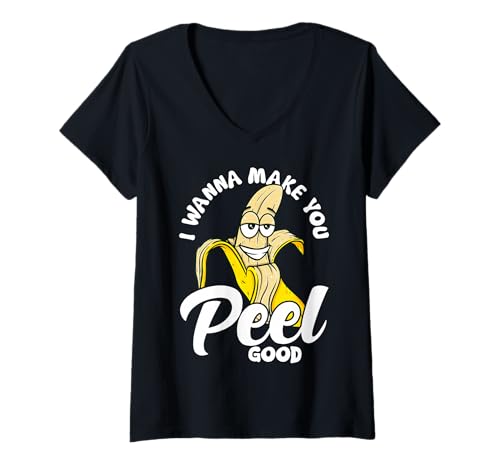 Damen Ich möchte Dich dazu bringen, eine Gute lustige Humor-Banane für Erwachsene zu schälen T-Shirt mit V-Ausschnitt Damen Ich möchte Dich dazu bringen, eine Gute lustige Humor-Banane für Erwachsene zu schälen T-Shirt mit V-Ausschnitt von Funny Adult Humor Banana Quotes