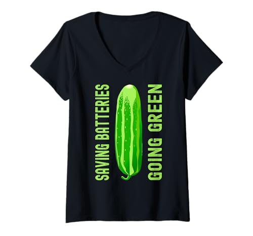 Damen Sparen Sie Batterien Werden grün T-Shirt mit V-Ausschnitt Damen Sparen Sie Batterien Werden grün T-Shirt mit V-Ausschnitt von Funny Adult Humor Gag Saving Batteries Going Green