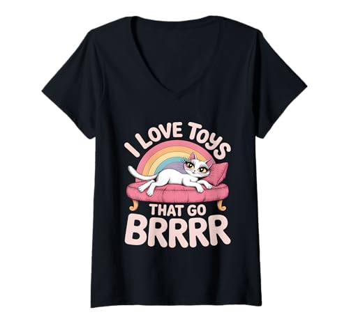 Damen I Love Toys That Go Brrr Funny Inappropriate Peinlich T-Shirt mit V-Ausschnitt Damen I Love Toys That Go Brrr Funny Inappropriate Peinlich T-Shirt mit V-Ausschnitt von Funny Adult Humor Inappropriate Designs