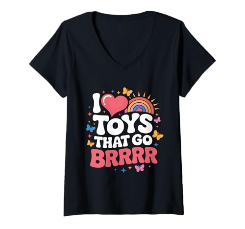 Damen I Love Toys That Go Brrr Funny Inappropriate Peinlich T-Shirt mit V-Ausschnitt Damen I Love Toys That Go Brrr Funny Inappropriate Peinlich T-Shirt mit V-Ausschnitt von Funny Adult Humor Inappropriate Designs