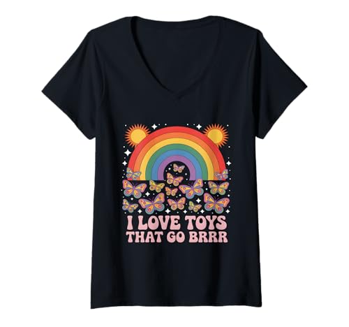 Damen I Love Toys That Go Brrr Funny Inappropriate Peinlich T-Shirt mit V-Ausschnitt Damen I Love Toys That Go Brrr Funny Inappropriate Peinlich T-Shirt mit V-Ausschnitt von Funny Adult Humor Inappropriate Designs