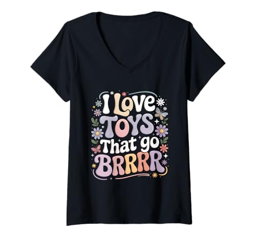 Damen I Love Toys That Go Brrr Lustiger Erwachsenen-Sarkasmus T-Shirt mit V-Ausschnitt Damen I Love Toys That Go Brrr Lustiger Erwachsenen-Sarkasmus T-Shirt mit V-Ausschnitt von Funny Adult Humor Inappropriate Designs