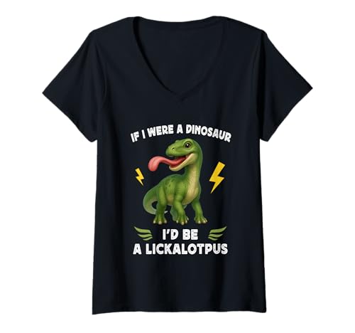 Damen Funny Dinosaur Adult Joke Meme Hilarious Licking Pussy Pun T-Shirt mit V-Ausschnitt Damen Funny Dinosaur Adult Joke Meme Hilarious Licking Pussy Pun T-Shirt mit V-Ausschnitt von Funny Adult Joke Memes ...