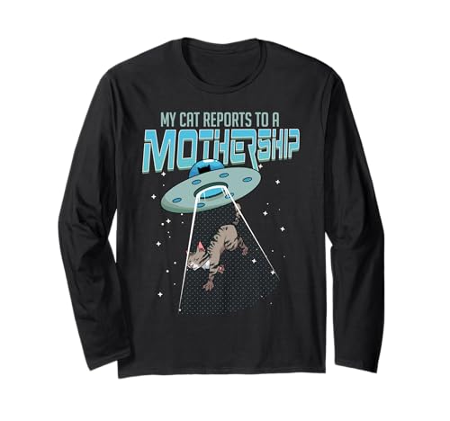 Meine Katze berichtet einem Mutterschiff UFO Alien Männer Frauen Langarmshirt Meine Katze berichtet einem Mutterschiff UFO Alien Männer Frauen Langarmshirt von Funny Alien Abduction Kitty Cat Lover Apparel